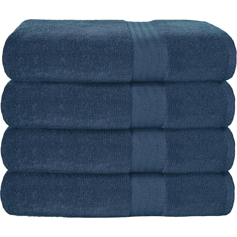 Glamburg‎ 4 Pack Everyday Bath Towels in Mineral Blue, 100% Cotton NEW